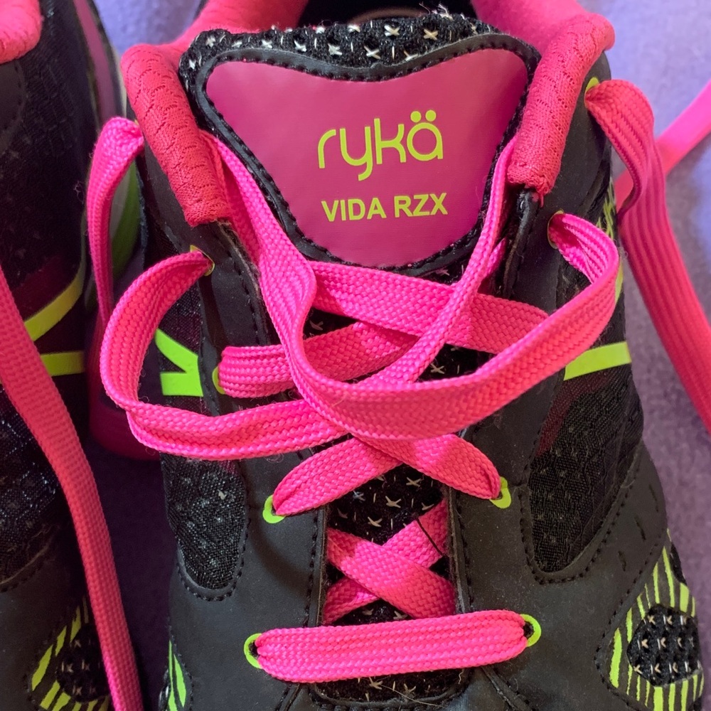 Ryka Women's Black and Neon Pink Athletic Shoes